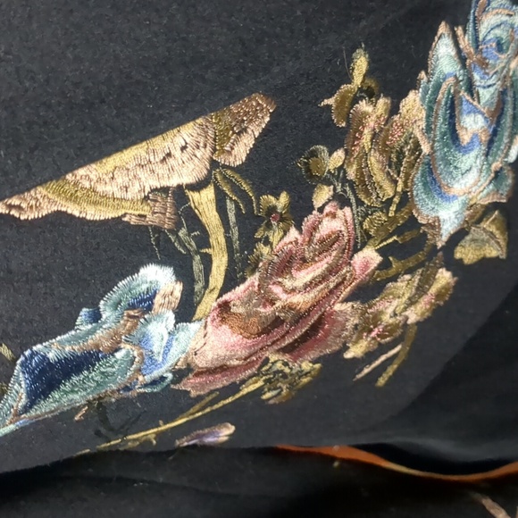 NYGÄRD* Velvet and wool embroidered blazer jacket lapel hook/eye close sz Medium - Picture 4 of 12